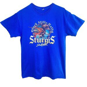 Sturgis 2015 Black Hills Rally 75th Anniversary Eagle T-Shirt Blue - Medium